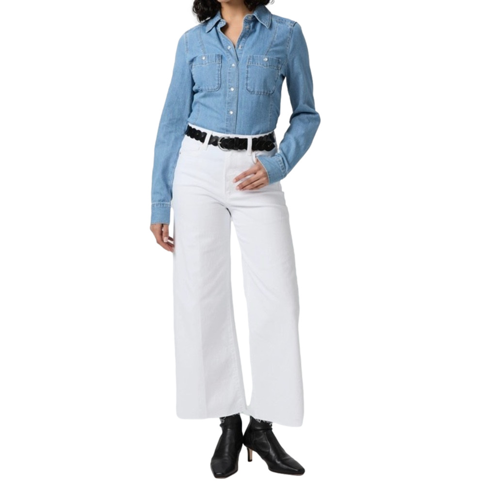 PAIGE Women’s 32 Anessa Petite Raw Hem Crisp White Denim Jeans